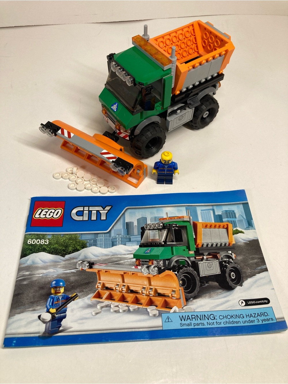 LEGO City 60083 Snow Plow Truck With Manual Complete Except for Minifigure Hat